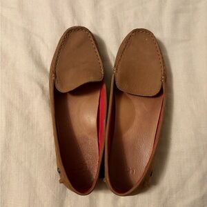Brown Leather Loafers with Red Interior